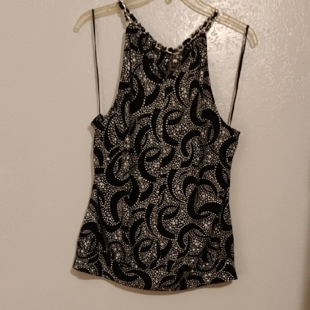 #3 Michael Kors Sequin Black and Silver Sleeveless Tank